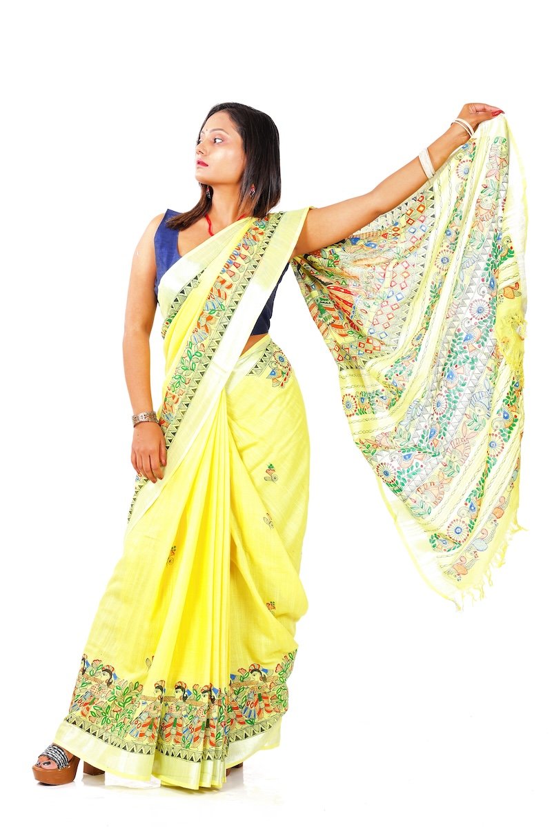 Hand Painted Madhubai Saree