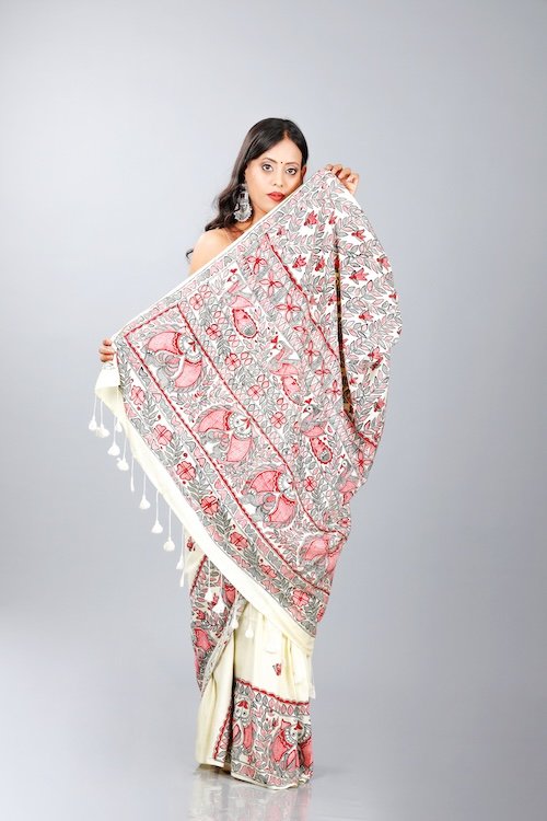 Hand Painted Madhubani  Saree