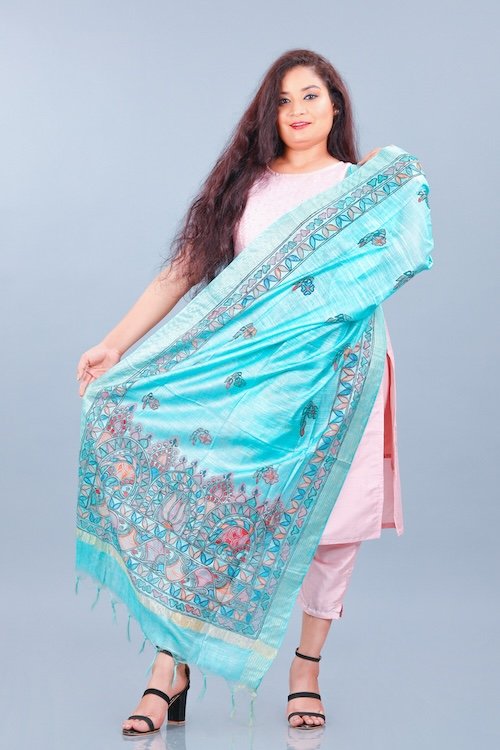Hand Painted Madhubani Work Dupatta