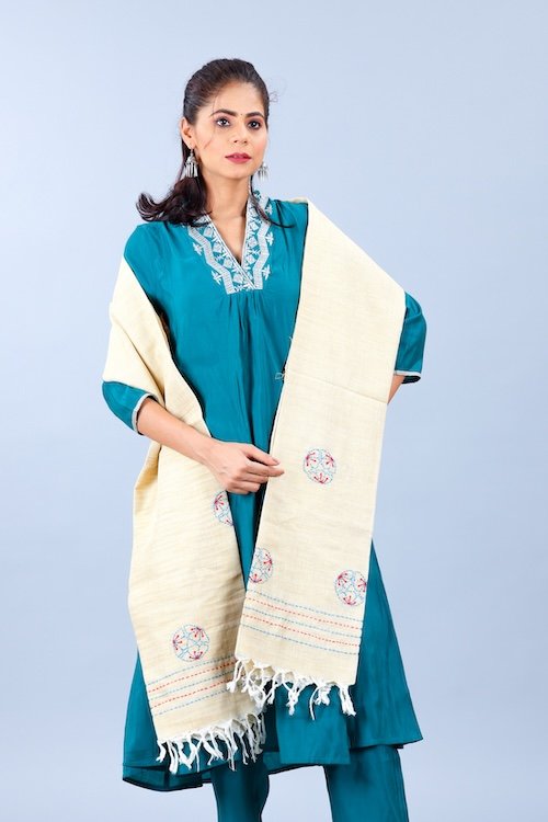Cross stitch Khadi Cotton Dupatta